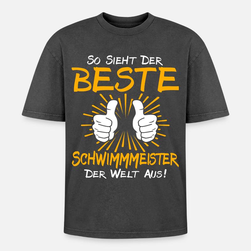 Swimming Master Gift Idea - Oversized Unisex Premium Acid-Washed T-Shirt - acid washed black