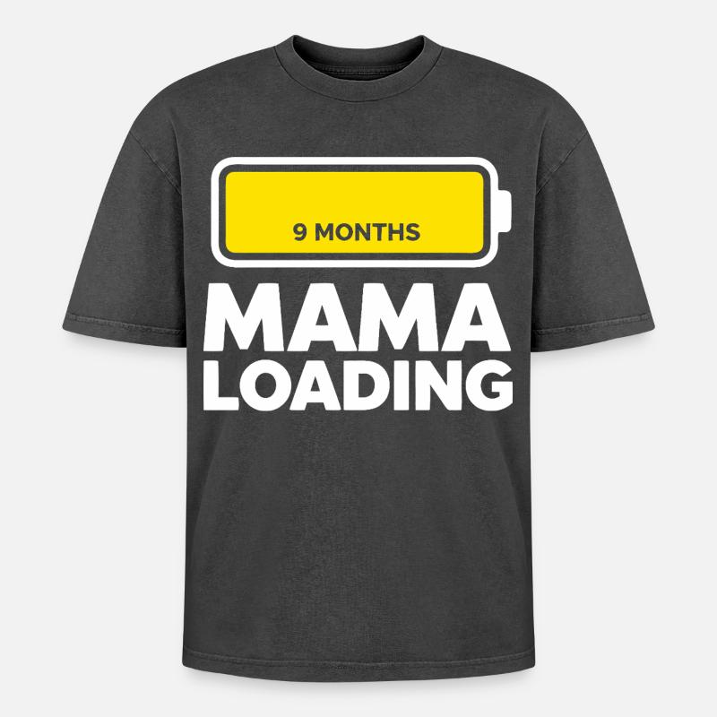 Mama Loading - Oversized Unisex Premium Acid-Washed T-Shirt - acid washed black