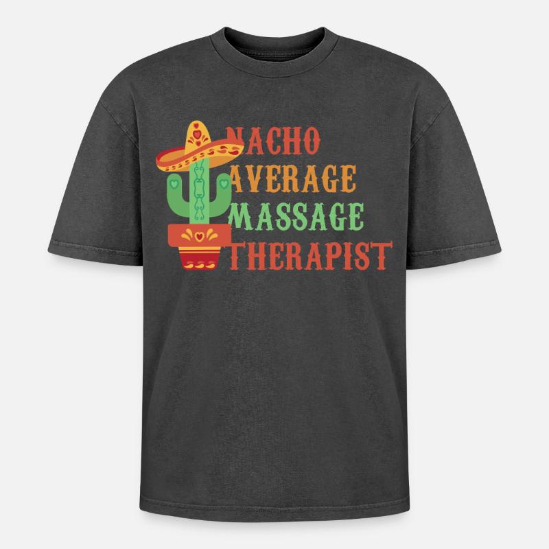 Nicht-nacho Durchschnittsmasseur - Oversized Unisex Premium Acid-Washed T-Shirt - Schwarz Acid Wash