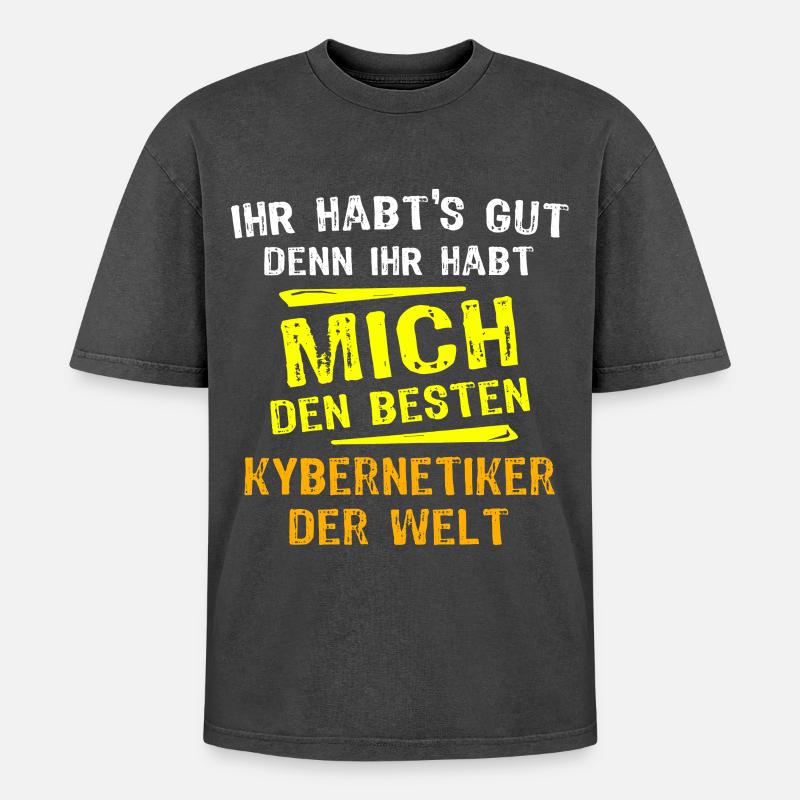 Kybernetiker Geschenk - Oversized Unisex Premium Acid-Washed T-Shirt - Schwarz Acid Wash