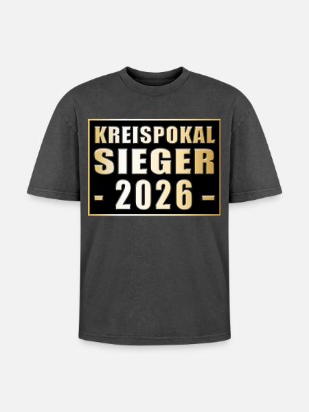 District Cup Winner 2026 - Oversized Unisex Premium Acid-Washed T-Shirt - acid washed black