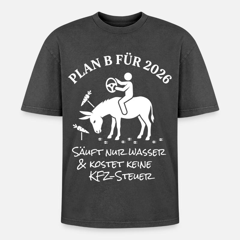 Plan B for 2026 - Oversized Unisex Premium Acid-Washed T-Shirt - acid washed black