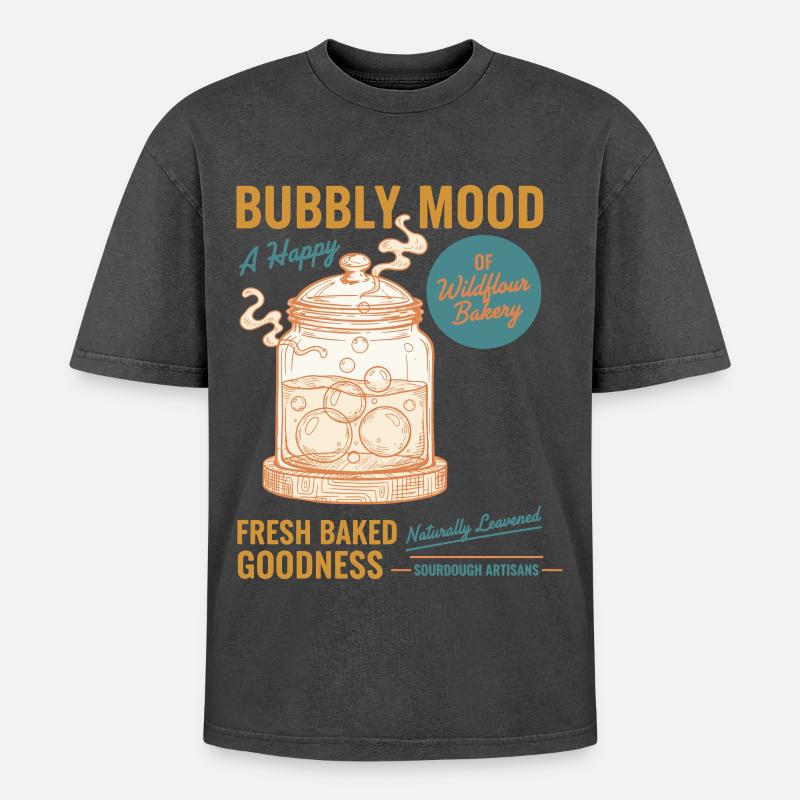 Sourdough Bread Baking Baker Sourdough Starter - Oversized Unisex Premium Acid-Washed T-Shirt - acid washed black