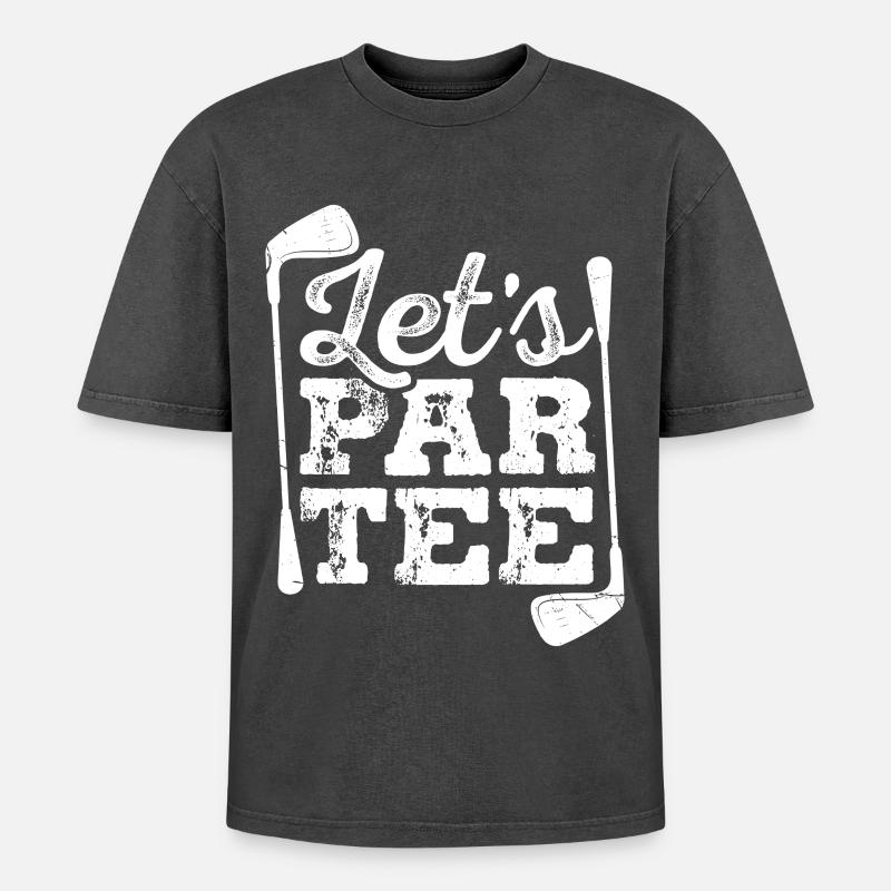 Let's Par Tee Golf - Oversized Unisex Premium Acid-Washed T-Shirt - acid washed black