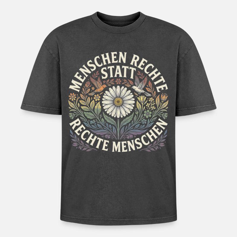 Equality Statement Radicalized by Decency Trend - Oversized Unisex Premium Acid-Washed T-Shirt - Schwarz Acid Wash