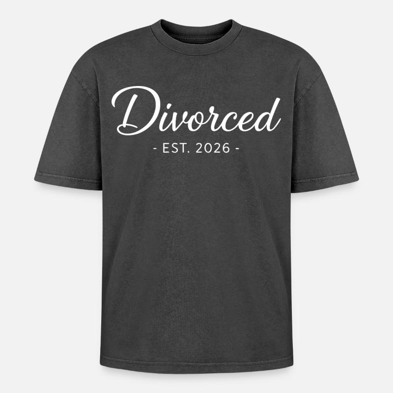 Divorced Est. 2026 Scheidung Party - Oversized Unisex Premium Acid-Washed T-Shirt - Schwarz Acid Wash