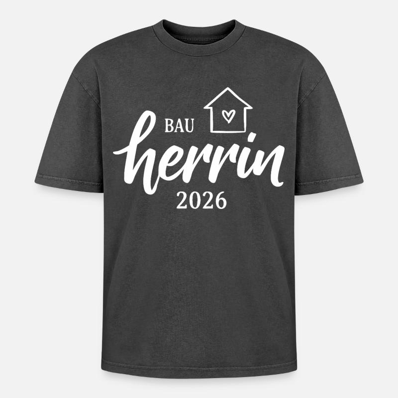 Builder 2026 House Construction - Oversized Unisex Premium Acid-Washed T-Shirt - acid washed black