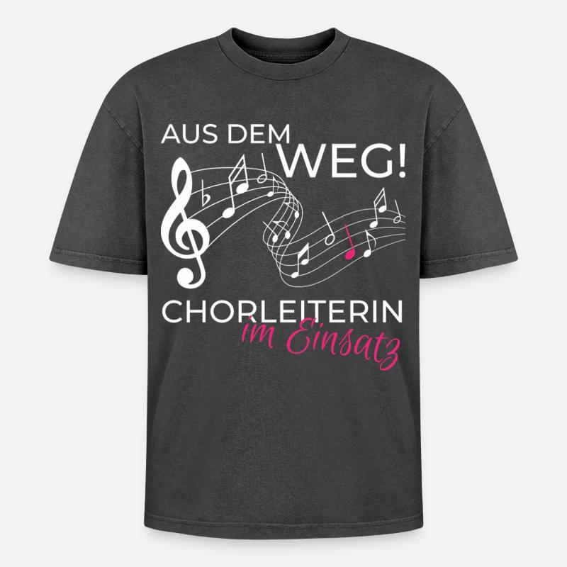 Chorleiterin im Einsatz - Oversized Unisex Premium Acid-Washed T-Shirt - Schwarz Acid Wash