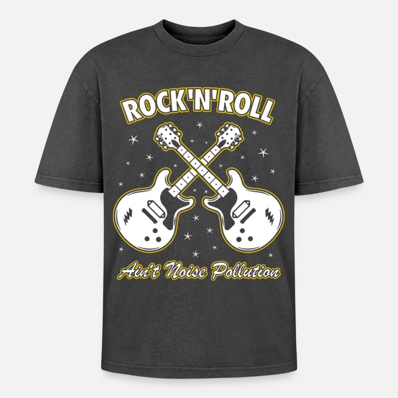 Rock 'n' Roll ist keine Lärmbelastung - Oversized Unisex Premium Acid-Washed T-Shirt - Schwarz Acid Wash