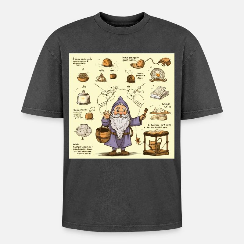 Alchemy Kitchen Wizard - Oversized Unisex Premium Acid-Washed T-Shirt - acid washed black
