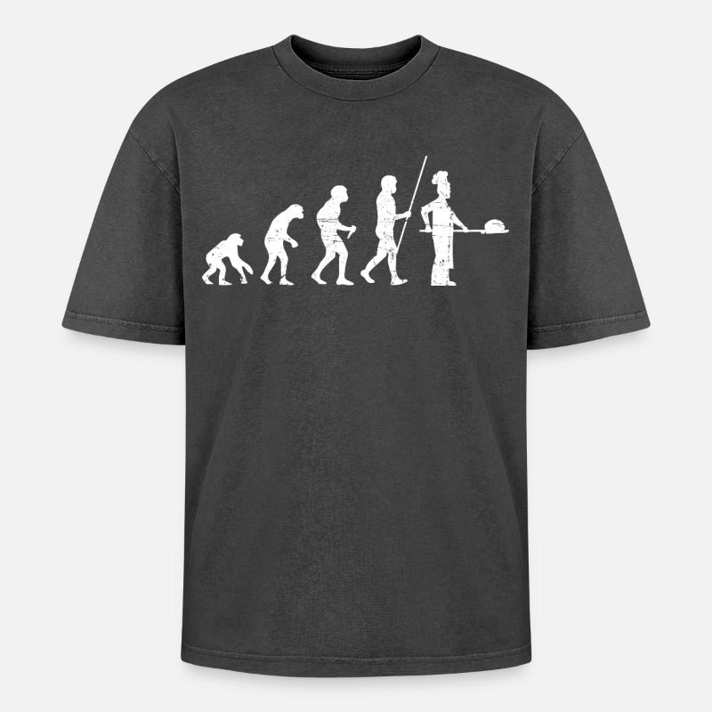 Bäcker Evolution Distressed Look - Oversized Unisex Premium Acid-Washed T-Shirt - Schwarz Acid Wash