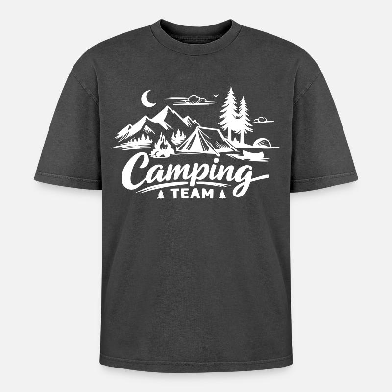 L’équipe du camping - T-shirt Premium unisexe oversize acid-washed - noir délavé acide