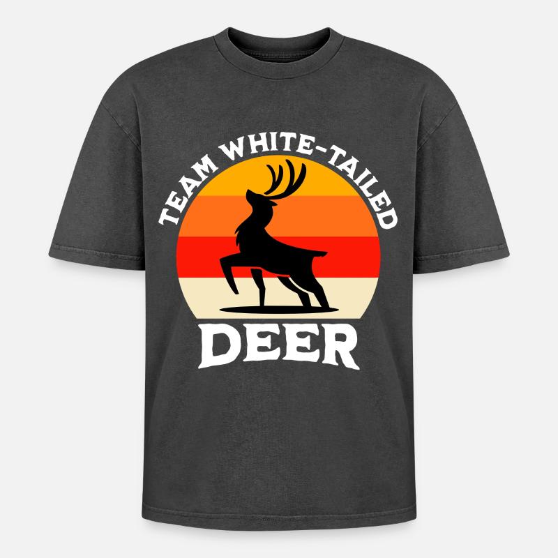 Équipe Cerf de Queue Blanche - T-shirt Premium unisexe oversize acid-washed - noir délavé acide