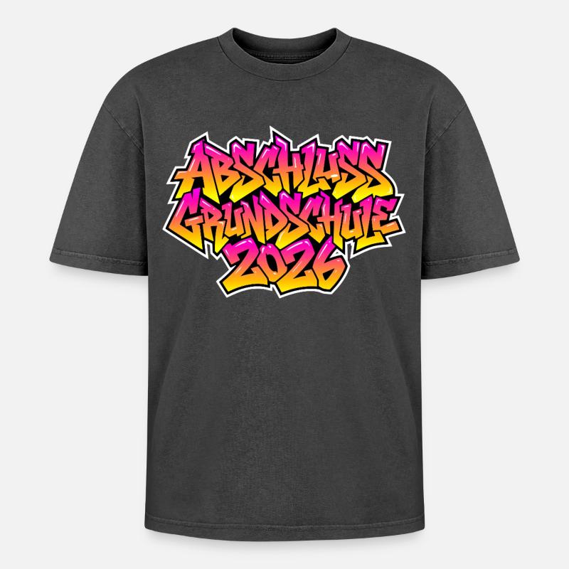 Elementary School Graduation 2026 Graffiti - Oversized Unisex Premium Acid-Washed T-Shirt - acid washed black