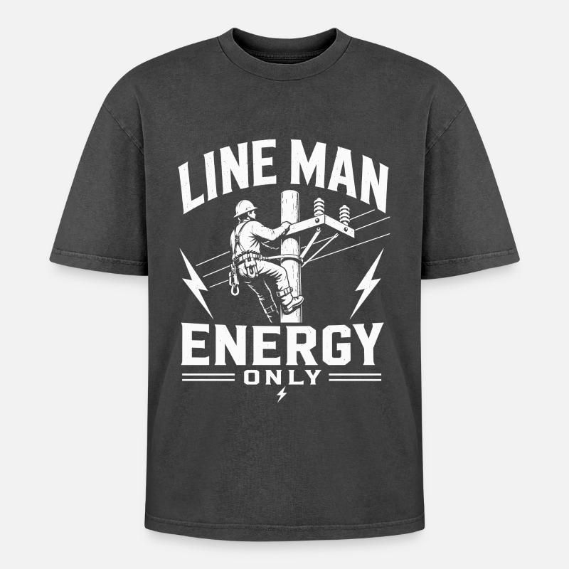 Engineering Engineer Electrician Lineman Design - Oversized Unisex Premium Acid-Washed T-Shirt - acid washed black