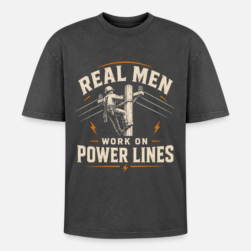 Electrician Engineer Technology Cable Design - Oversized Unisex Premium Acid-Washed T-Shirt - acid washed black