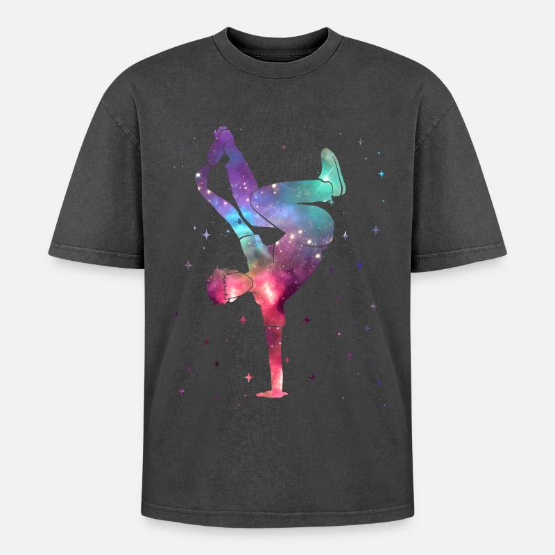 Breakdance Breakdancer Breakdance Breakdance Spatial - T-shirt Premium unisexe oversize acid-washed - noir délavé acide