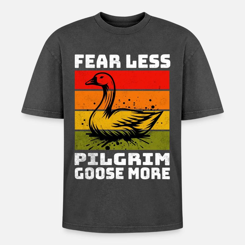 Pilgrim Goose Pilgrim Gans - Oversized Unisex Premium Acid-Washed T-Shirt - acid washed black