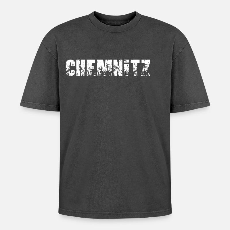 Chemnitz - Oversized Unisex Premium Acid-Washed T-Shirt - Schwarz Acid Wash