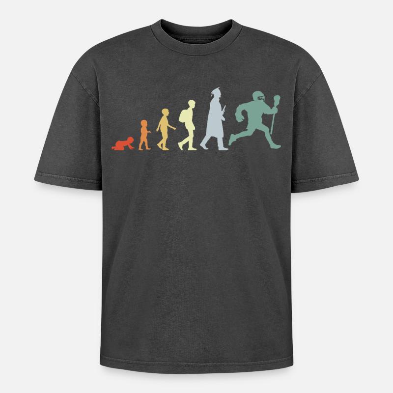 Évolution d’un joueur de crosse - T-shirt Premium unisexe oversize acid-washed - noir délavé acide