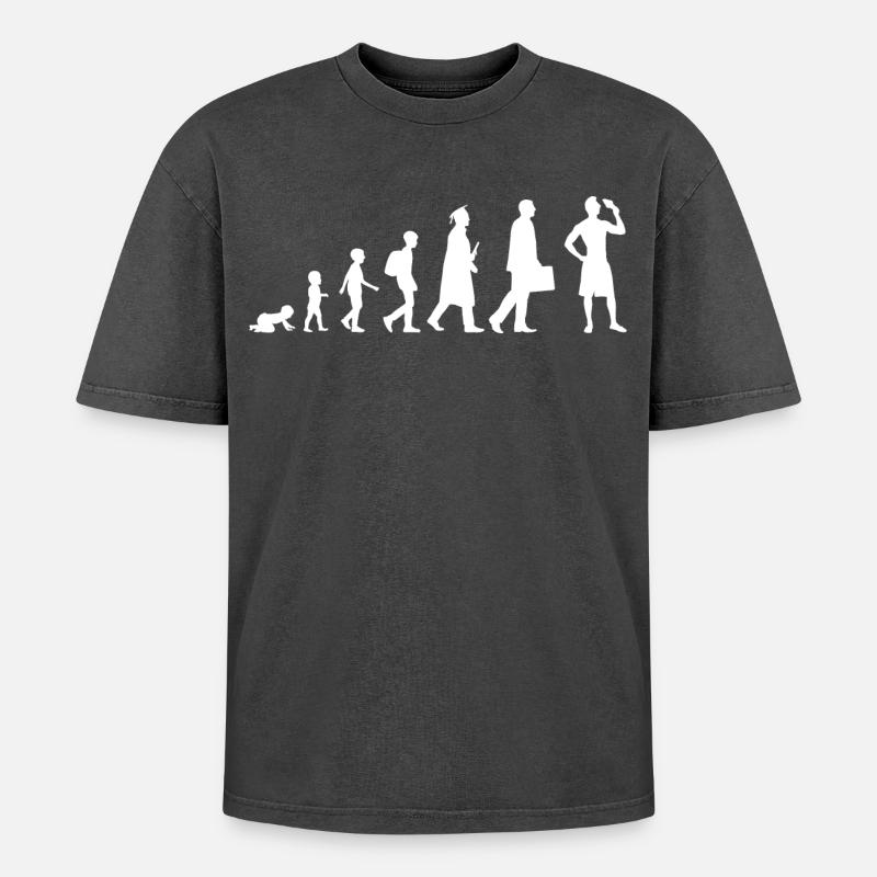Évolution de la crème glacée - T-shirt Premium unisexe oversize acid-washed - noir délavé acide