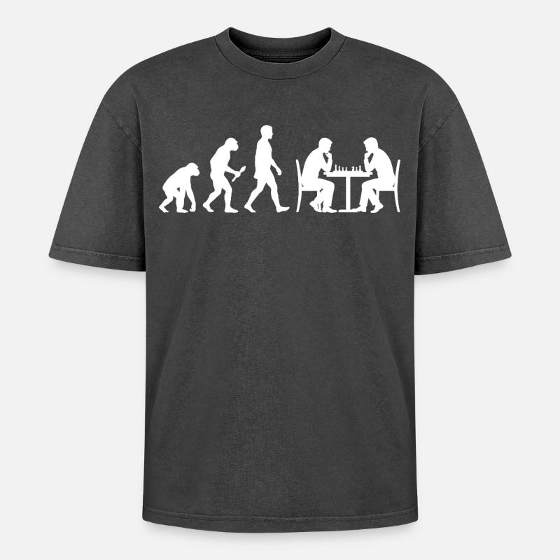 Chess Evolution – The Path to Grandmaster - Oversized Unisex Premium Acid-Washed T-Shirt - acid washed black