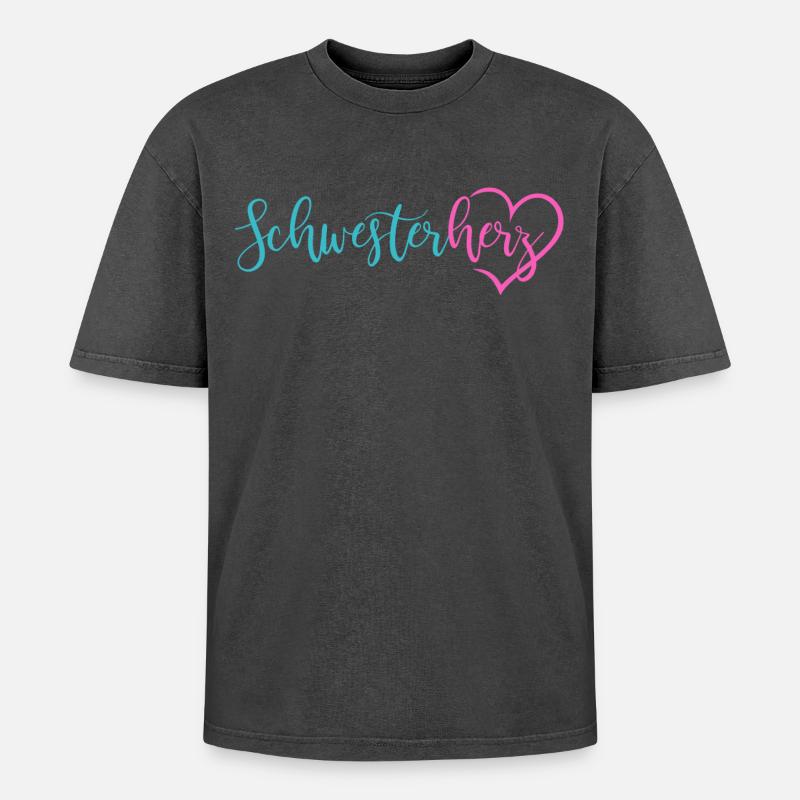 sœurette - T-shirt Premium unisexe oversize acid-washed - noir délavé acide