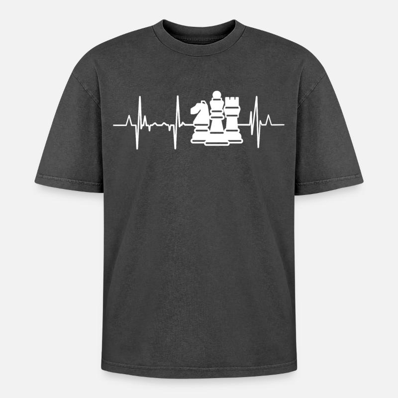 Chess Heart palpitations - Oversized Unisex Premium Acid-Washed T-Shirt - acid washed black