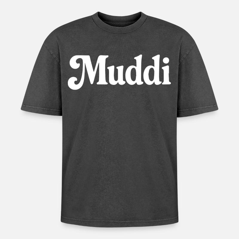 Muddi - Oversized Unisex Premium Acid-Washed T-Shirt - Schwarz Acid Wash