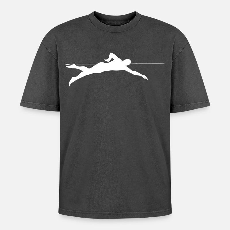 Dynamic Sprinter Line Graphics - Oversized Unisex Premium Acid-Washed T-Shirt - acid washed black