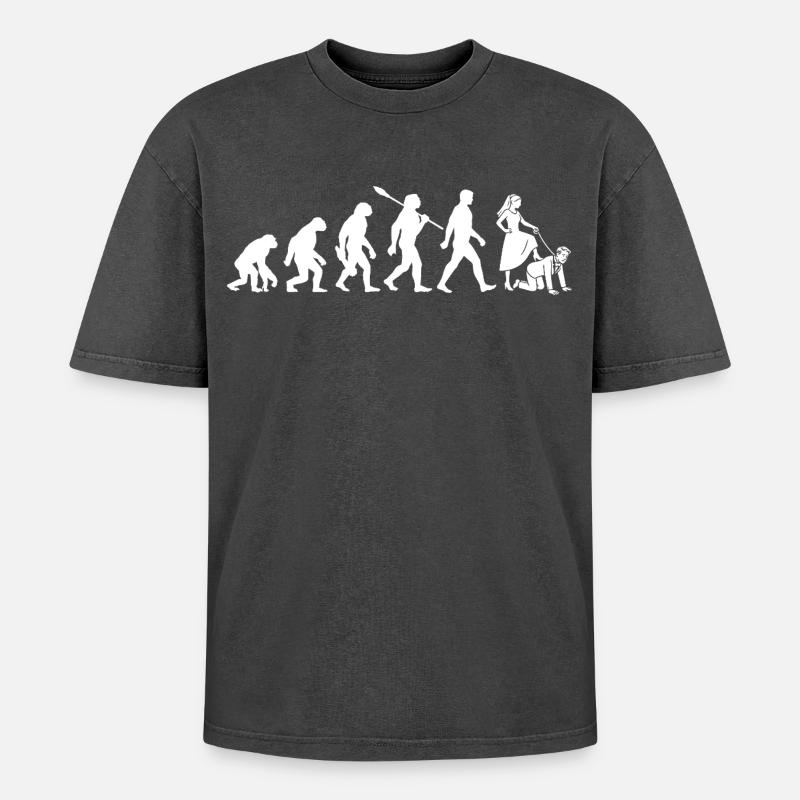 JGA Junggesellenabschied - Evolution Bachelor - Oversized Unisex Premium Acid-Washed T-Shirt - Schwarz Acid Wash