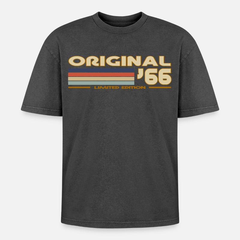 1966 - Oversized Unisex Premium Acid-Washed T-Shirt - Schwarz Acid Wash