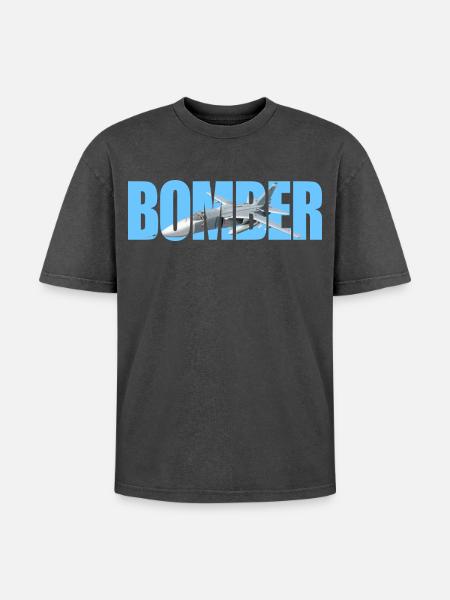 Bomber Su-24 - Oversized Unisex Premium Acid-Washed T-Shirt - acid washed black