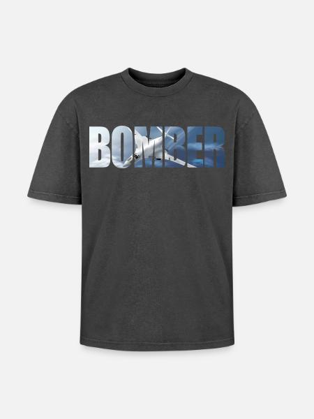 Bomber Tu-160 - Oversized Unisex Premium Acid-Washed T-Shirt - acid washed black