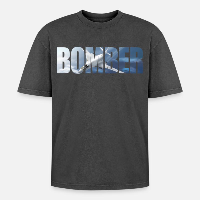 Bomber Tu-160 - Oversized Unisex Premium Acid-Washed T-Shirt - acid washed black