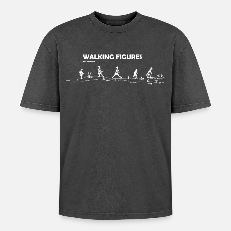 Figures de marche blanc - T-shirt Premium unisexe oversize acid-washed - noir délavé acide