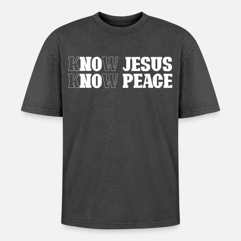 Recognizing Jesus, Finding Peace - Oversized Unisex Premium Acid-Washed T-Shirt - acid washed black