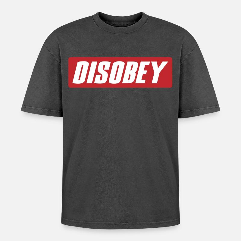 Désobéir Couleurs modifiables - T-shirt Premium unisexe oversize acid-washed - noir délavé acide