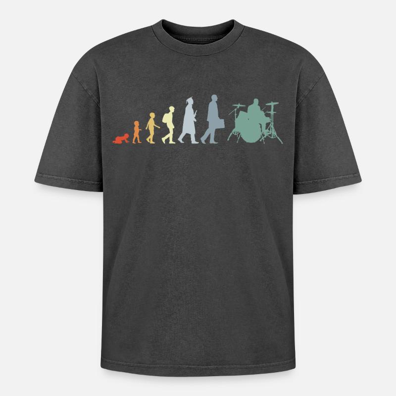 Évolution du batteur - T-shirt Premium unisexe oversize acid-washed - noir délavé acide