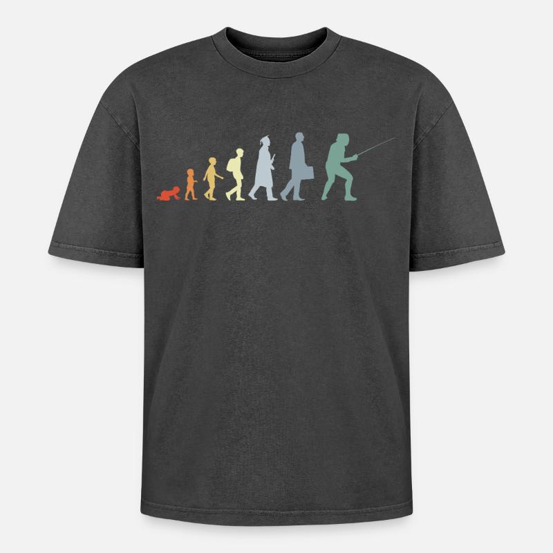 Fencer Evolution - Oversized Unisex Premium Acid-Washed T-Shirt - acid washed black