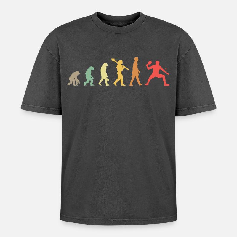 Evolution Ping Pong - T-shirt Premium unisexe oversize acid-washed - noir délavé acide