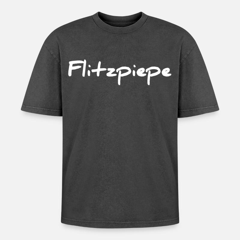 Flitzpiepe - Oversized Unisex Premium Acid-Washed T-Shirt - Schwarz Acid Wash