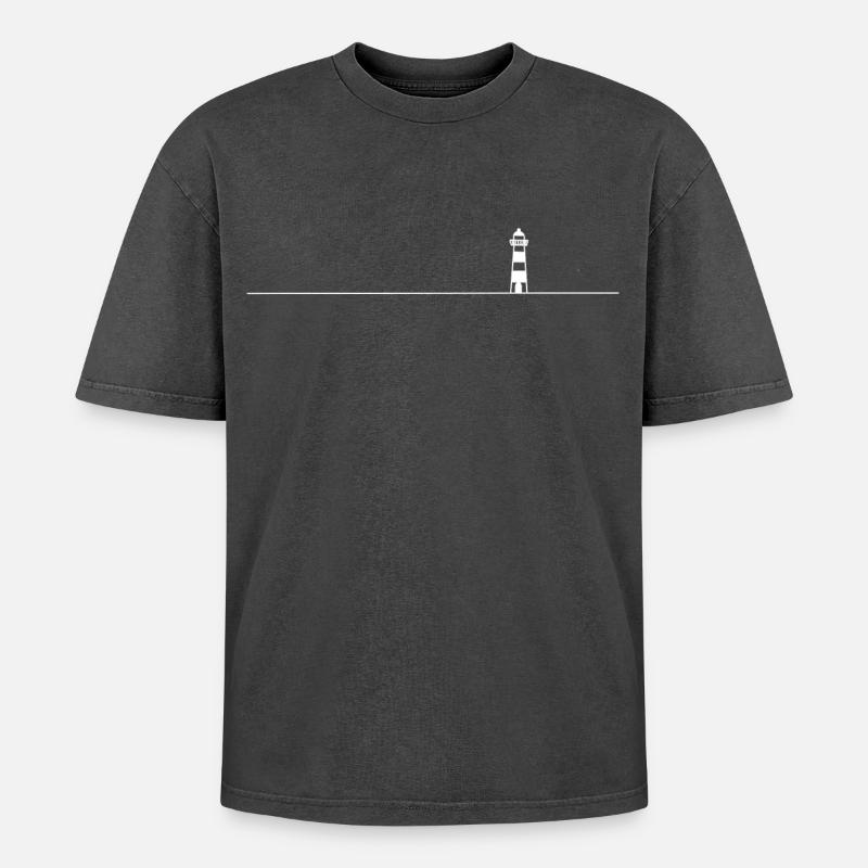 Leuchtturm - Oversized Unisex Premium Acid-Washed T-Shirt - Schwarz Acid Wash