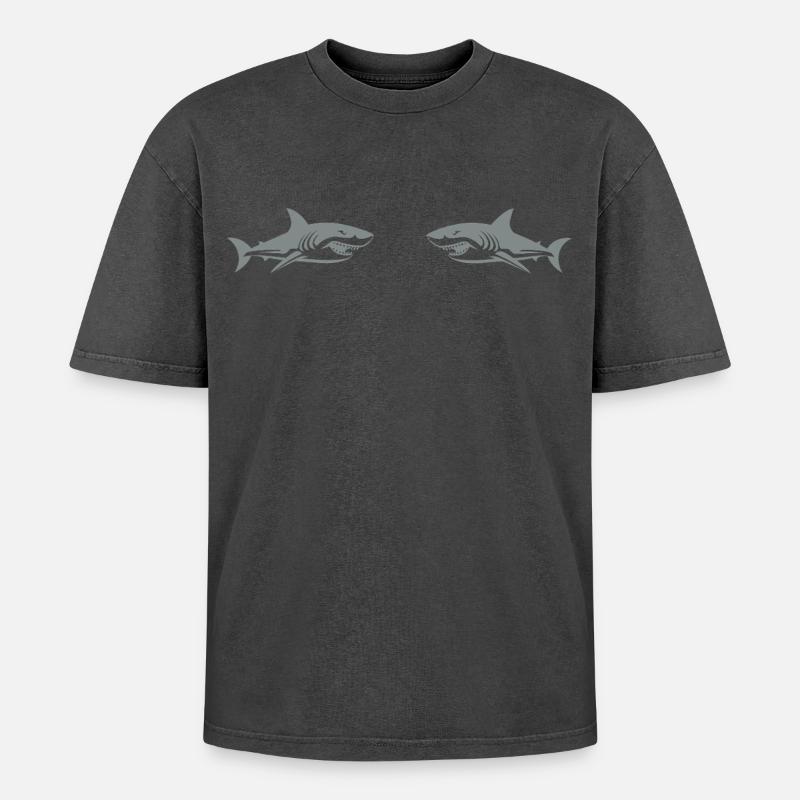 Requins - T-shirt Premium unisexe oversize acid-washed - noir délavé acide