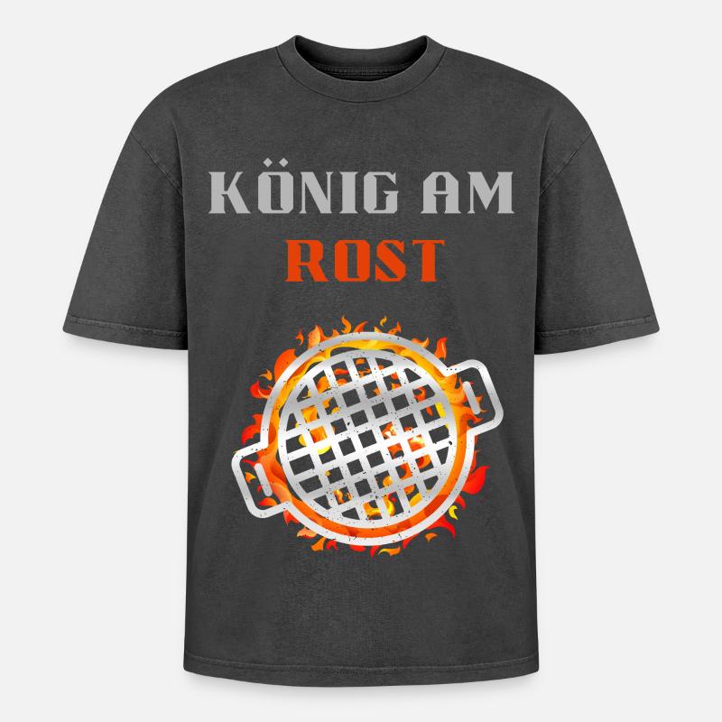 könig am rust - Oversized Unisex Premium Acid-Washed T-Shirt - Schwarz Acid Wash