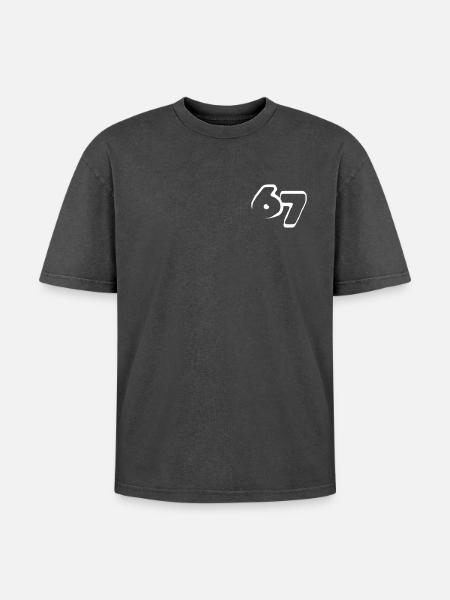 67 "six seven" drawn - Oversized Unisex Premium Acid-Washed T-Shirt - Schwarz Acid Wash