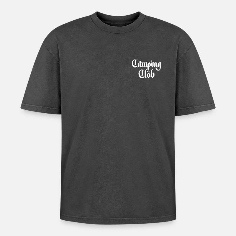 CämpingClöb Dark-Edition - Oversized Unisex Premium Acid-Washed T-Shirt - Schwarz Acid Wash