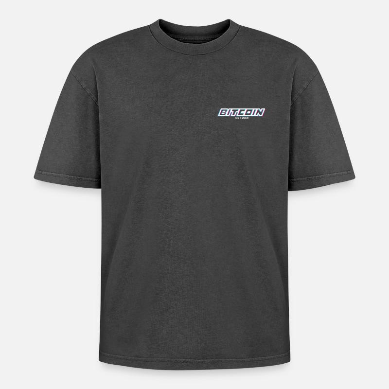 Bitcoin est 2009 - Variant - Oversized Unisex Premium Acid-Washed T-Shirt - Schwarz Acid Wash