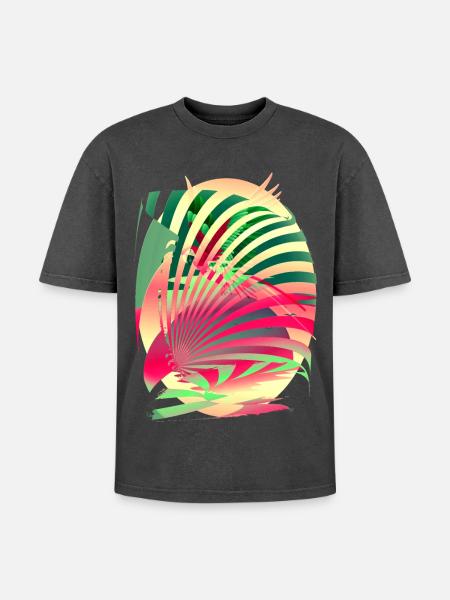 Sun Parrot Summer - Oversized Unisex Premium Acid-Washed T-Shirt - acid washed black