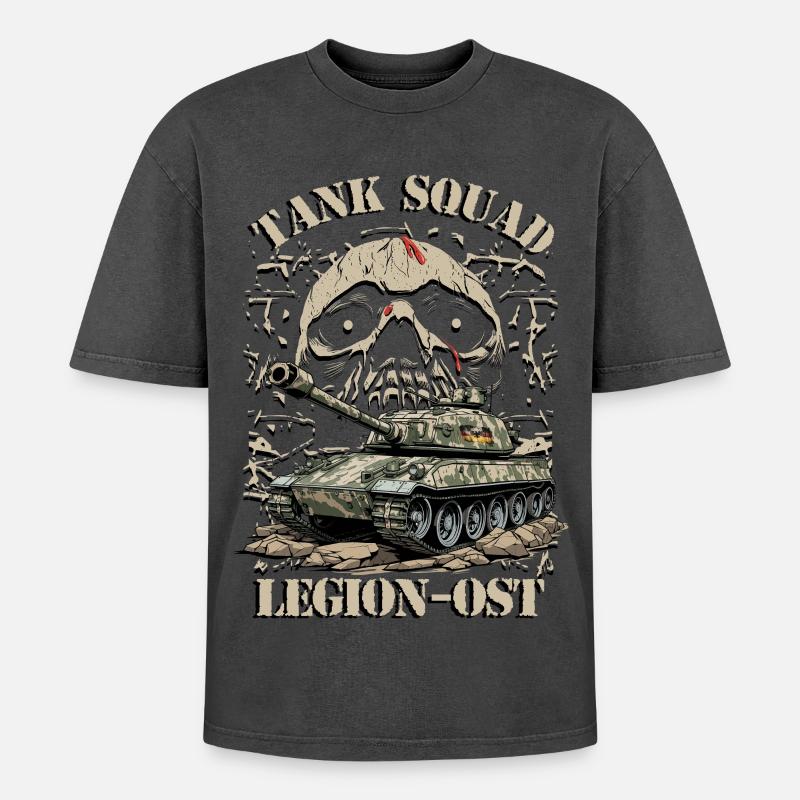 Escouade de chars Légion Est - T-shirt Premium unisexe oversize acid-washed - noir délavé acide